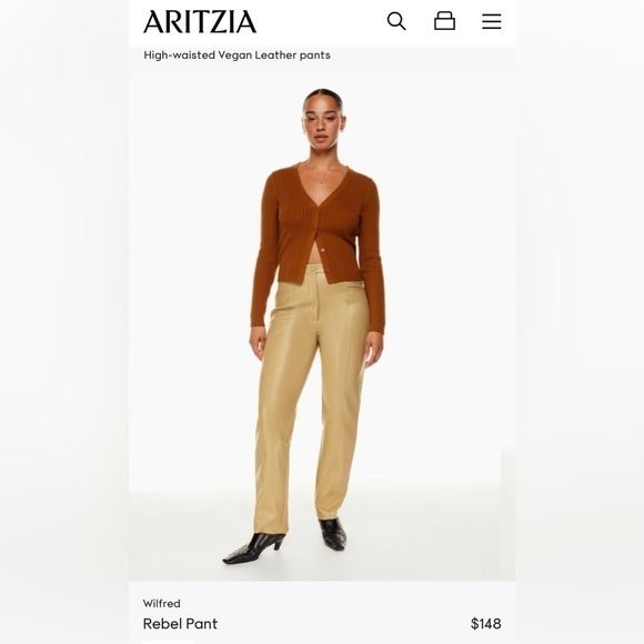 Wilfred Aritzia Rebel High Waisted Straight Leg Vegan Leather Pants - Picture 12 of 14